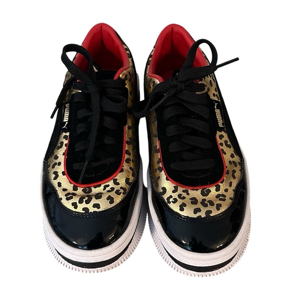 PUMA X CHARLOTTE OLYMPIA DEVA Women's Sneakers Size 6 Black Gold Leopard Print - Picture 2 of 10